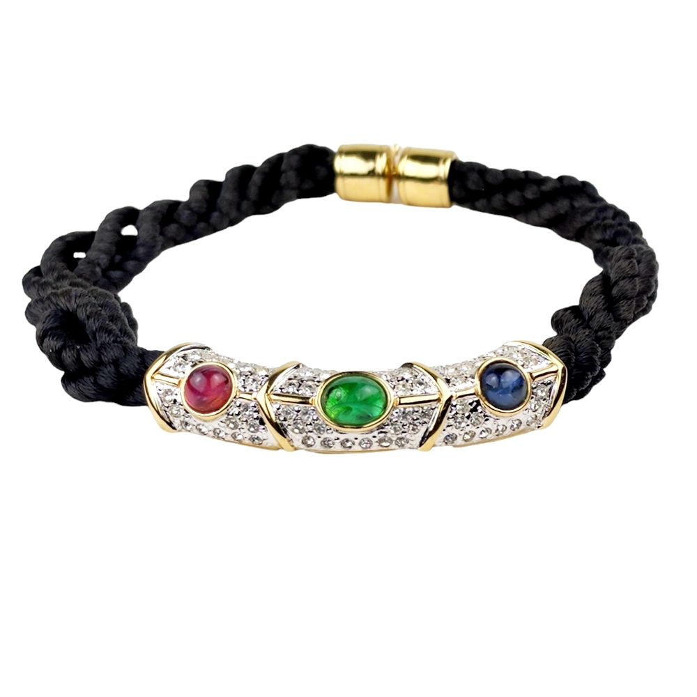 Vintage Satin Silk Gold Plated Neck Choker